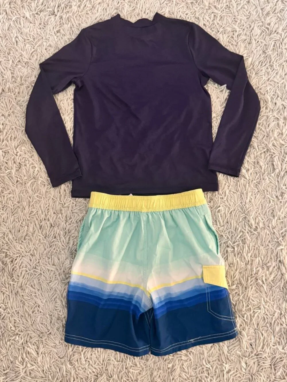 Wonder Nation Boy’s Swim Trunks Rush Guard Bundle – Size Medium 8 YO